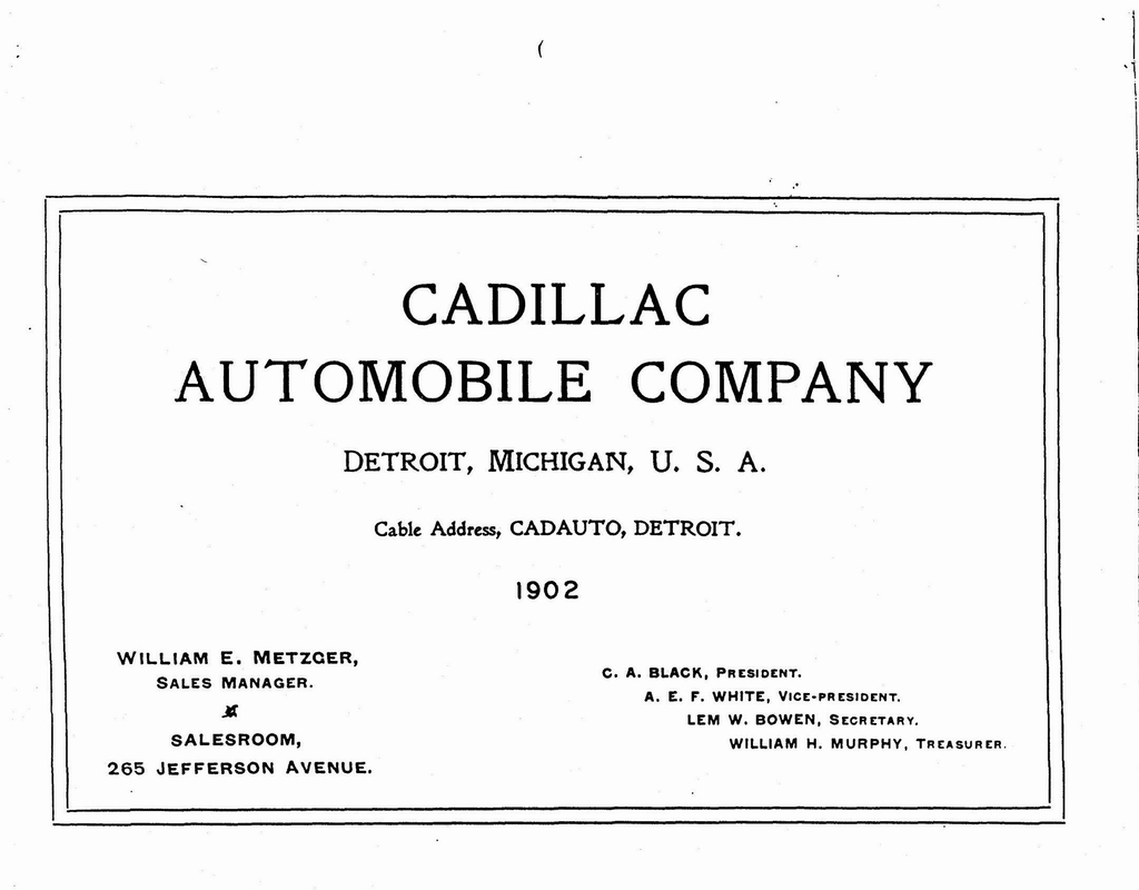 1902 Cadillac Catalogue